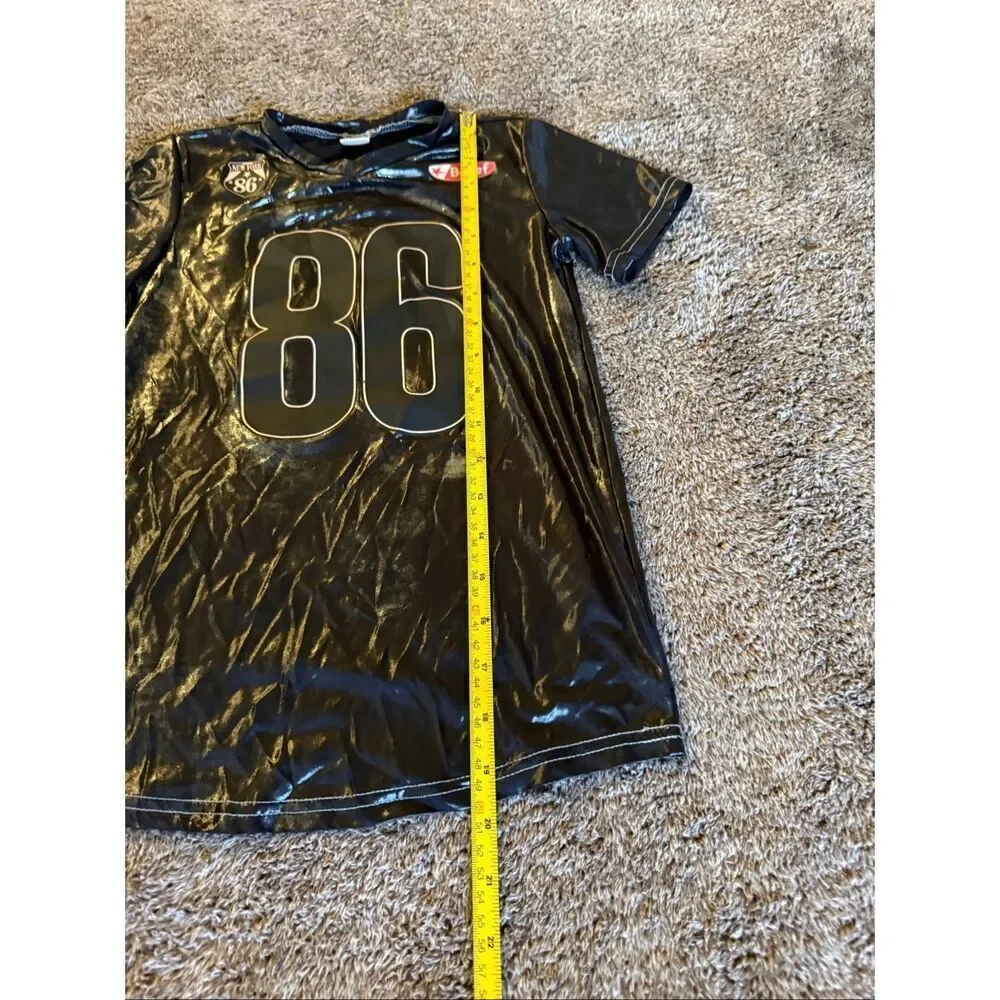 Shein brand black football-style jersey “NEW YORK 86